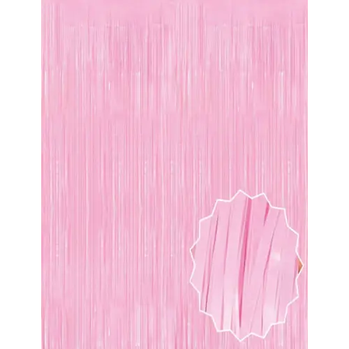 Soft Pembe Püsküllü Kapı Perdesi - Parti, Baby Shower, Cinsiyet Partisi 1x2 M