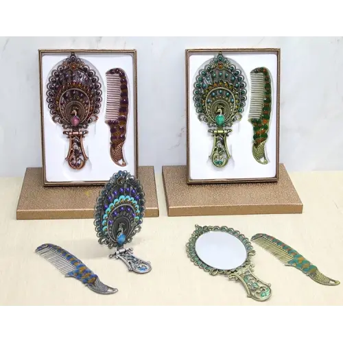 Tavuskuşu Katlanabilir Ayna Ve Tarak Seti Büyük Boy Alk4982