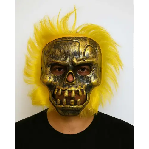 Wild Skull - Bakır Kafatası Sarı Saçlı İskelet Maske