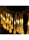 10 Led 2 Metre Sarı Kristal Su Damlası Güneş Enerjili Led Işık Solar Bahçe Ağaç Lamba Aydınlatması