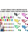 12 Parça Renkli Disko Toplu Retro Parti Seti – 6 Kolye + 6 Gözlük