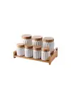 7li Bambu Kapak Standlı Baharat Seti