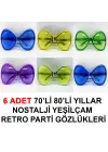 70li 80li Yıllar Nostalji Yeşilçam Retro Parti Gözlükleri 6 Adet