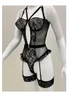 Afrodit Siyah Sexy Jartiyer Takım -1050