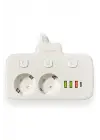 Akım Korumalı 2’li Ayrı Anahtarlı Priz, 2x Priz, 3x Usb, 1x Type-c, 2 Mt Kablo, Hızlı Şarj