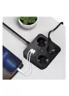 Akım Korumalı Anahtarlı Priz - 3x Priz - 2x Usb - 2x Type-c - 2 Mt Kablo Hızlı Şarj Özellikli Siyah