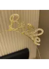 Altın Renkli Taşlı “Bride” Gelin Tacı