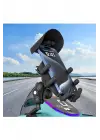 Ayna Bağlantılı Güneş Ve Yağmur Korumalı 360° Derece Ayarlanabilir Motosiklet Telefon Tutucu