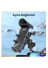 Ayna Bağlantılı Güneş Ve Yağmur Korumalı 360° Derece Ayarlanabilir Motosiklet Telefon Tutucu