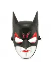 Kırmızı Gözlü Siyah Batman Maske - Lastikli Batgirl Maskesi 28x17 Cm