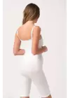 Beyaz Kadın Paçalı Boy Dikişsiz Korse - 751