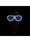 Beyaz Led Işıklı Parti Gözlüğü - Neon Glow Şerit Gözlük 3 Modlu