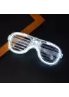 Beyaz Led Işıklı Parti Gözlüğü - Neon Glow Şerit Gözlük 3 Modlu