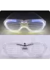 Beyaz Led Işıklı Parti Gözlüğü - Neon Glow Şerit Gözlük 3 Modlu