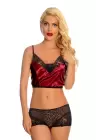 Bordo Saten Dantelli Babydoll Şortlu Takım - 288