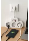 Çoklu Kablolu Priz Yüksek Gerilim Korumalı 3’lü Priz 1x Usb 2x Type-c Çıkışlı Grup Priz Çoğaltıcı Beyaz