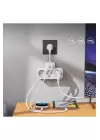 Çoklu Kablolu Priz Yüksek Gerilim Korumalı 3’lü Priz 1x Usb 2x Type-c Çıkışlı Grup Priz Çoğaltıcı Beyaz