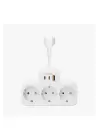 Çoklu Kablolu Priz Yüksek Gerilim Korumalı 3’lü Priz 1x Usb 2x Type-c Çıkışlı Grup Priz Çoğaltıcı Beyaz