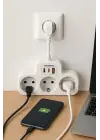 Çoklu Kablolu Priz Yüksek Gerilim Korumalı 3’lü Priz 1x Usb 2x Type-c Çıkışlı Grup Priz Çoğaltıcı Siyah