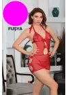 Fuşya Dantel Gecelik - 694