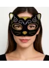 Kadife Dokulu Simli Kedi Maskesi Altın Gümüş Detaylı