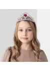 Kalp Taşlı Kırmızı Renk Karlar Ülkesi Elsa Anna Frozen Tacı