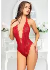 Kırmızı Çift Çapraz İpli Bodysuit - 891