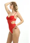 Kırmızı Dantelli Bodysuit - 886k