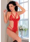 Kırmızı Dantelli Bodysuit - 942