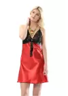 Kırmızı Dantelli Saten Gecelik - M-383
