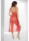 Kırmızı Dantelli Tül Gecelik - M057