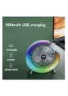 Masaüstü Vantilatör Usb Şarjlı Rgb Led Işıklı 3 Kademeli 180° Ayarlanabilir Soğutucu Fan Mavi