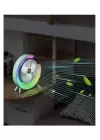 Masaüstü Vantilatör Usb Şarjlı Rgb Led Işıklı 3 Kademeli 180° Ayarlanabilir Soğutucu Fan Mavi