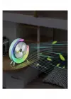 Masaüstü Vantilatör Usb Şarjlı Rgb Led Işıklı 3 Kademeli 180° Ayarlanabilir Soğutucu Fan Pembe