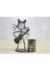 Metal Gitar Çalan Kedi Müzisyen Saat Ve Kalemlik Alk4345