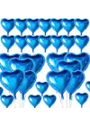 Metalize Parlak Mavi Kalp Şekilli Uçan Balon Folyo 18 İnç 45 Cm 25 Adet