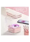 Nostalji Mini Plak Görünümlü Radyolu Bluetooth Hoparlör 3d Ses Dalgası Retro Müzik Plak Pembe