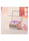 Nostalji Mini Plak Görünümlü Radyolu Bluetooth Hoparlör 3d Ses Dalgası Retro Müzik Plak Pembe