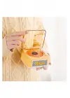 Nostalji Mini Plak Görünümlü Radyolu Bluetooth Hoparlör 3d Ses Dalgası Retro Müzik Plak Sarı