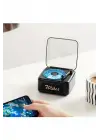Nostalji Mini Plak Görünümlü Radyolu Bluetooth Hoparlör 3d Ses Dalgası Retro Müzik Plak Siyah