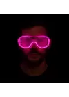 Pembe Led Işıklı Parti Gözlüğü - Neon Glow Şerit Gözlük 3 Modlu