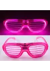 Pembe Led Işıklı Parti Gözlüğü - Neon Glow Şerit Gözlük 3 Modlu