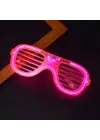 Pembe Led Işıklı Parti Gözlüğü - Neon Glow Şerit Gözlük 3 Modlu