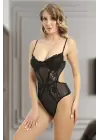 Siyah Dantelli Bodysuit - 623s