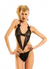 Siyah Dantelli Bodysuit - 999