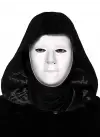 Siyah Kapüşonlu 120 Cm Pelerin Ve Beyaz Boyanabilir Tam Yüz Maske