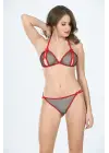 Siyah Kırmızı Tül Sütyen Takım 2 Li - 6521