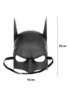 Siyah Renk Çocuk Boy Arkadan Lastikli Batman Maskesi A Kalite  20x14 Cm