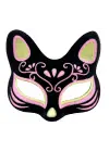 Siyah Süet Sarı Pembe Simli Kedi Maskesi