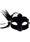 Siyah Süet Tüylü Beyaz İncili Parti Maskesi